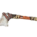 Rustic Weapon Axe Design With Wooden Handle Metal Blade And Rope Wrapping Detail