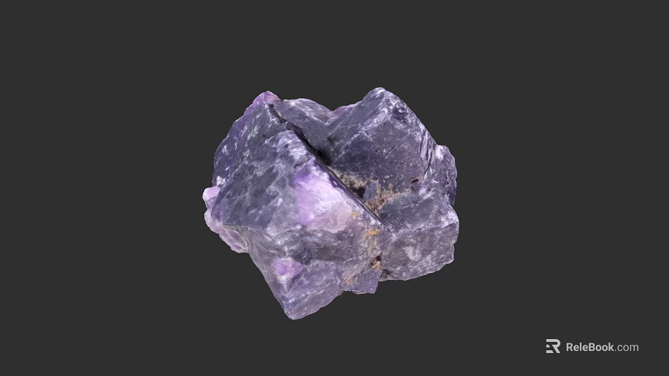 Natural Raw Purple Crystal Specimen With Glossy Surface And Dark Background 3d model 