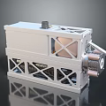 Industrial Mechanical Equipment With Gray Casing Metal Frame Ventilation Grilles And Pipes