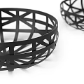 Elegant Black Ceramic Vessels with Geometric Hollow Design in Various Sizes