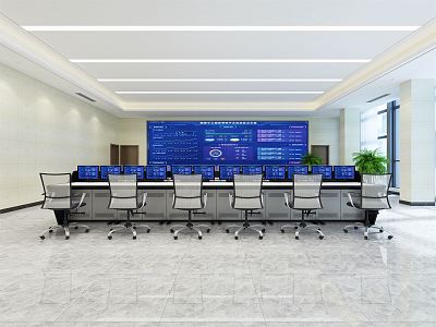 Modern monitoring room Monitoring center Command center Control room Monitoring hall Command room 3d model