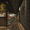 Hotpot Restaurant Interior Design With Wooden Walls Long Tables Green Chairs And Hanging Plants
