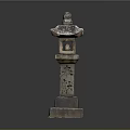 Traditional Stone Lantern Structure With Carved Top Lantern Chamber And Base