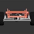 Orange Car Chassis With Black Wheels And Detailed Mechanical Structure