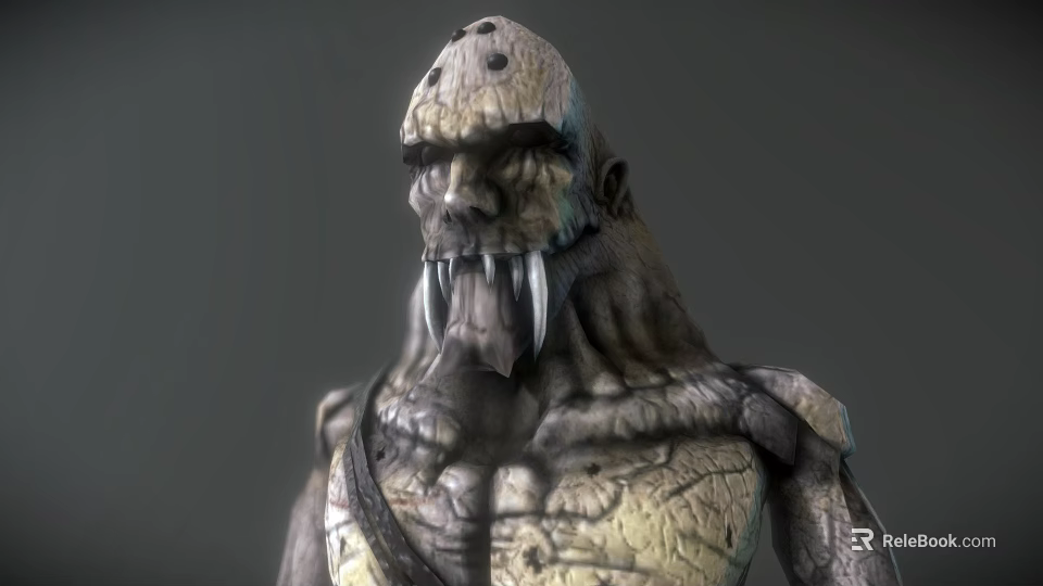 Fierce Game Movie Character With Rough Textured Skin Sharp Fangs And Muscular Build 3d model 