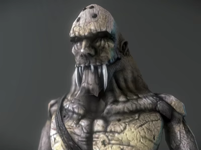 Fierce Game Movie Character With Rough Textured Skin Sharp Fangs And Muscular Build 3d model