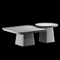 Modern Coffee Table Set With Square And Round Marble Texture Design