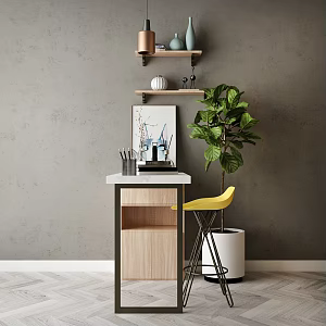 Modern bar chair combination home accessories combination 3d model