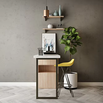 Modern bar chair combination home accessories combination 3d model