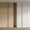 Modern Minimalist Wardrobe Design With Wooden And White Panel Doors Interior