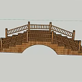 Wooden Arch Bridge With Carved Railings And Staircase Steps Design