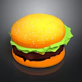 Delicious Hamburger With Yellow Sesame Bun Green Lettuce And Beef Patty