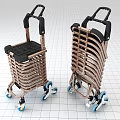 Modern Public Shopping Carts With Brown Frame And Blue Wheels Design
