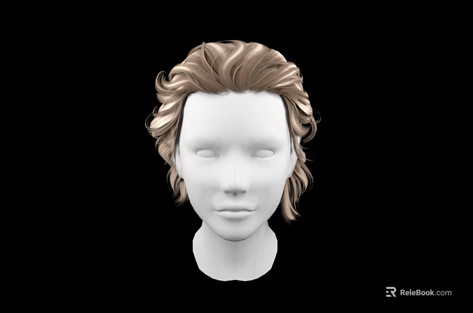 Game and Movie Character 3D Head Model with Brown Curly Hair and Realistic Design 3d model 