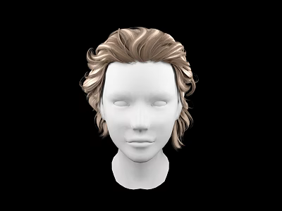 Game and Movie Character 3D Head Model with Brown Curly Hair and Realistic Design 3d model