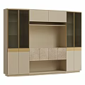 Stylish Home Storage Cabinet With Modern Design Glass Doors And Marble Panels