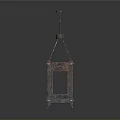 Antique Copper Metal Lantern With Ornate Framework And Decorative Stand