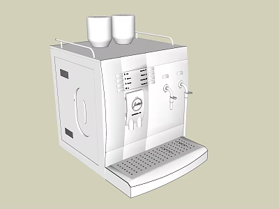 White Daily Use Coffee Machine With Two Cups On Top Control Panel And Drip Tray 3d model