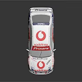 Vodafone Primavera White Racing Car With Red Logos And Rear Wing