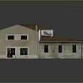 Traditional House Exterior With Brown Tile Roof Stone Wall And Side Mural Design