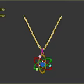 Stylish Atomic Structure Pendant Necklace With Gold Chain And Pink Gemstone Centerpiece