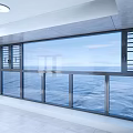 Modern Floor to Ceiling Glass Windows With Ocean View And Metal Frames 3d model