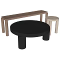 Modern Minimalist Coffee Table With Black Wooden Top And Cylindrical Legs