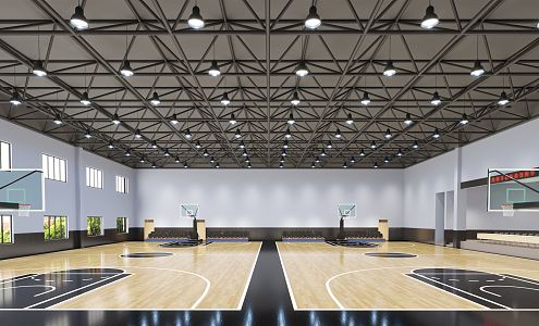 modern basketball hall basketball court 3d model