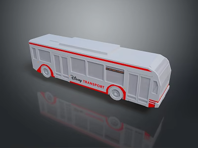 City Transport Bus In White With Red Stripes And Modern Urban Design 3d model