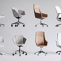 Modern Office Chairs With Various Designs Different Colors in White Gray Brown And Wheels