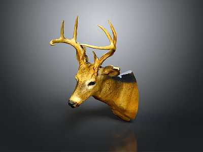 Golden Deer Head Animal Wall Decor for Stylish Home Interior Decoration 3d model