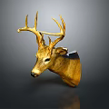 Golden Deer Head Animal Wall Decor for Stylish Home Interior Decoration