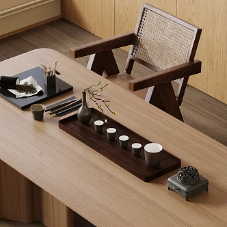New Chinese Style Chinese Tea Set Tea Table and Chair Combination Potted Teapot Tea Table Kettle Public Cup Tea Room Bonsai 3d model