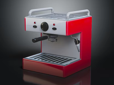 Electrical Appliance Red And White Espresso Machine With Handles Control Panel And Drip Tray 3d model