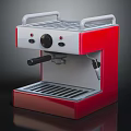 Electrical Appliance Red And White Espresso Machine With Handles Control Panel And Drip Tray