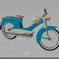 Vintage Blue And White Motorcycle With Red Seat Classic Body Design And Shiny Wheels