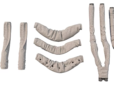 Various Gray Pipe Fittings Including Elbows Straight Sections and Perforated Components 3d model