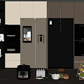 Modern Open Kitchen Interior With Functional Storage Cabinet Rack And Wooden Design
