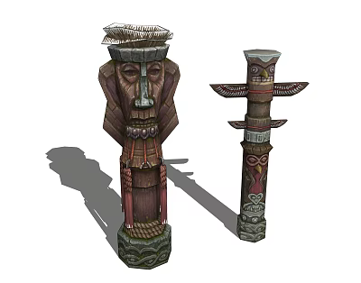Southeast Asia Pillar Features Amazon Jungle Totem Pillar Theme Packaging 3d model