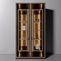 Elegant Decorative Cabinet With Glass Doors Metal Frame And Shelves For Decorative Items