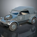 Vintage Military Jeep Featuring Canvas Top Spare Tire On Engine Hood And Metal Body