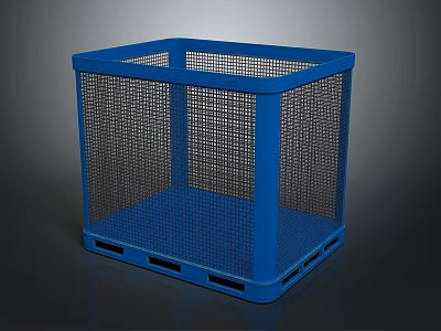 Blue Mesh Storage Container Equipment For Industrial Warehouse Logistics Use 3d model