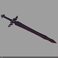 Decorative Blue Sword With Red Purple Patterns And Intricate Design