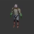 Futuristic Sci Fi Character In Silver And Brown Metallic Armor Design