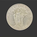 Silver Jewelry Coin Piece Featuring Female Figure And Tree Design On Shiny Metal Surface