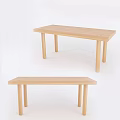Two Simple Wooden Dining Tables With Natural Wood Design And Straight Legs