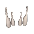 Multiple Modern Beige Ceramic Vases With Knotted Design And Slim Shapes 3d model