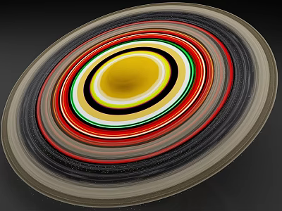 Colorful Concentric Rings Structure With Vibrant Yellow Red Green Black Beige Layers 3d model