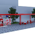 Coca-Cola Outdoor Display With Red Canopy Snowflake Decorations Polar Bear Figure And Balloons