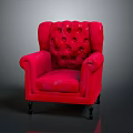 Elegant Red Velvet Tufted Armchair With Classic Design And Black Legs